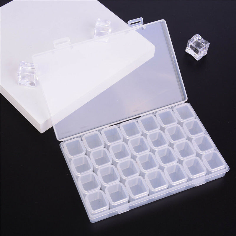 28 Slots Nail Art Storage Box Plastic Transparent Display Case Organizer Hol BX
