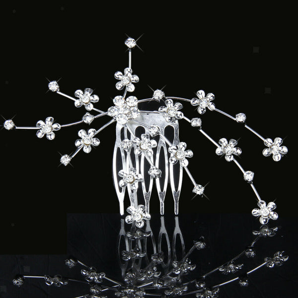 Bridesmaid Crystal Flower Hair Slide Comb Wedding Tiara Headpiece Jewelry