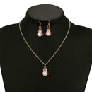 3pcs Christmas Snowman Drop Earrings Pendant Necklace Women Jewelry Set