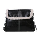 Retro Splicing Leather Plush Chain Tote Autumn Women Shoulder Messenger Bag