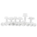 Set of 33 Cookie Cutters with Pistons and Stamps-Designs Varies -Perfect fo C1J9