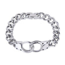 Mens Curb chain Sliver Tone 316L Stainless Steel Handcuff Bracelet