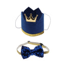 2x Dog Cat Bow Tie Dogs Cats Party Crown Hat & Bowknot Birthday Headwear