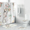 4Pcs Home Bathroom Decor Set Cool White Background Flower Elephant Pattern