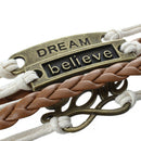 Love Heart Bracelet Braided Strap Charm Chain Bangle Bronze color