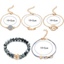 5PC/Set Punk Turtle Map Crystal Bead Multilayer Pendant Bracelet Charm Jewelr ME