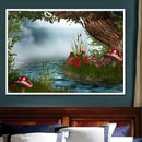 Riverside Mushroom 5D DIY Full Drill Painting Embroidery Kit Needlework Set