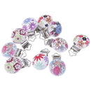 10Pcs Wood Home Baby Round Pacifier Clip Metal Holders Flower