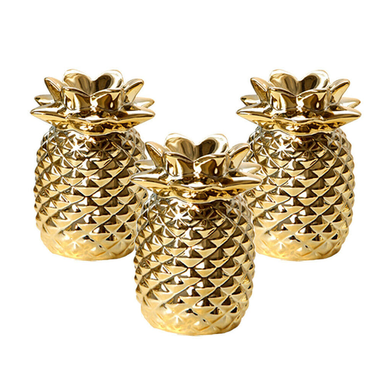 3x Ceramic Pineapple Shape Statue Desktop Display Home Office Cafe Decor