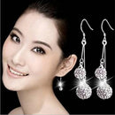 Women Luxury Full Crystal Double Balls Earrings Hook Dangler Drop Earrings BX