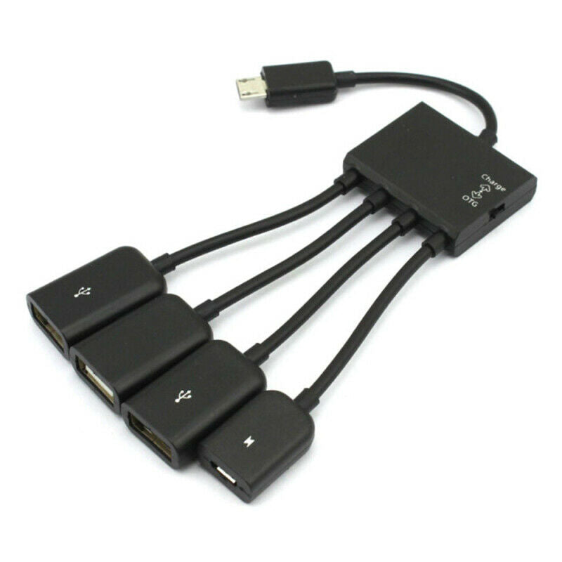 4 Port Micro USB Power Charging OTG Hub Cable Adapter For Android Phone Tablet