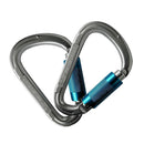 2pcs Carabiner Aluminum Screw Locking Spring Clip Hook Outdoor D Shaped Buckle