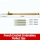 Wooden Handle Crochet Hook With 3 Needles French Crochet Embroidery Beading K7P2
