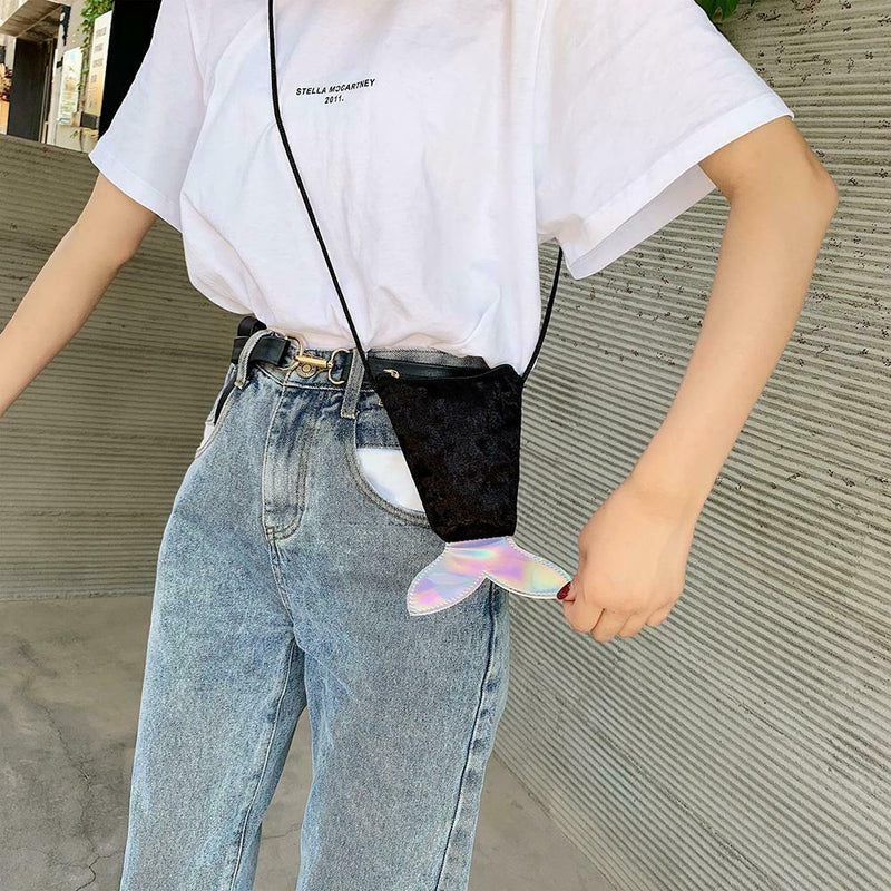 3pcs/set Women Flannel Solid Color Fish Tail Backpacks Shoulder Bags Clutch