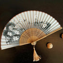 Silk hand fan Lotus folding fan bamboo-gray B1V1