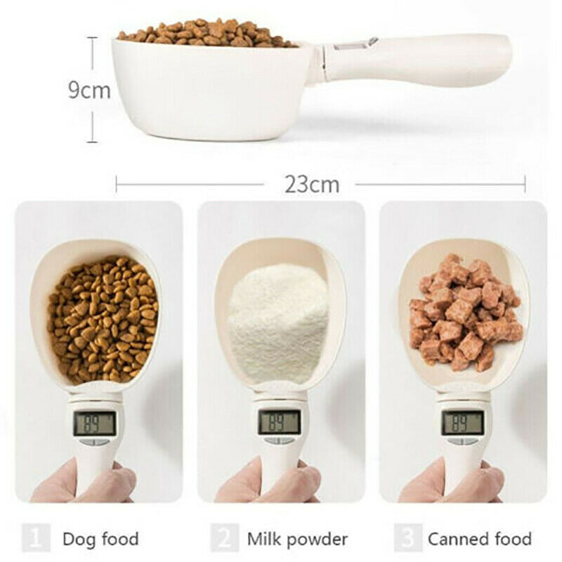 Kitchen Scale Spoon Electronic LED Display Measuring Cup Pet Food Water Scoop