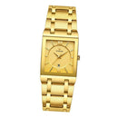 Mens Fashion Watch Rectangular Dial Analog Quartz Wristwatch Golden