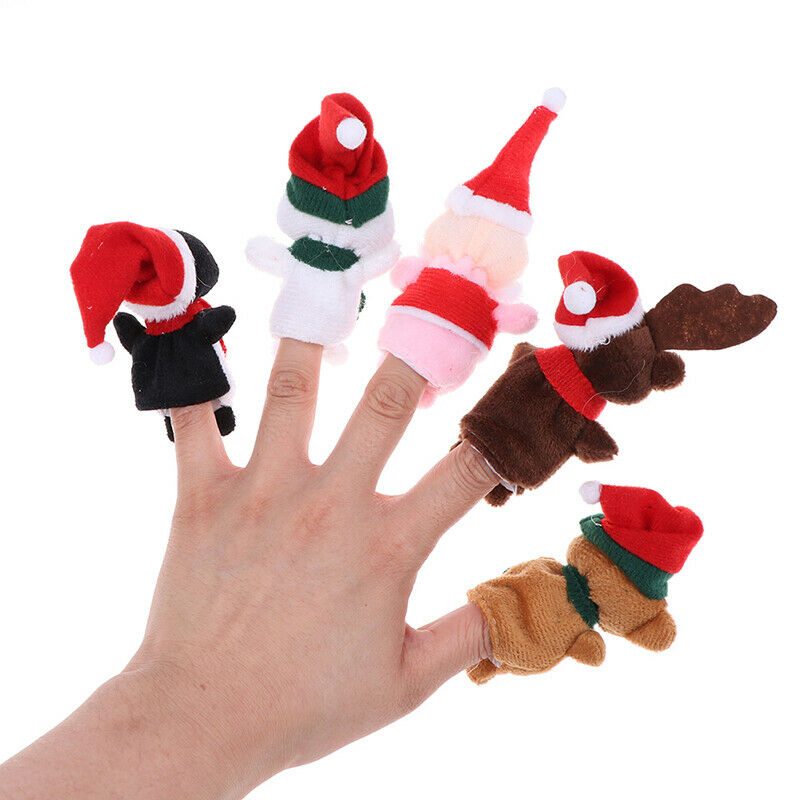 5Pcs/set Christmas Theme Character Finger Puppets Story Telling Soft Cloth T BX
