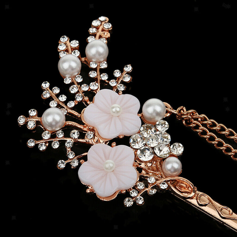 2 PIECES WOMEN CRYSTAL FLOWER TASSELS HAIRPINS