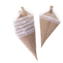 6x Rustic Hanging Burlap Lace Flower Baskets Pew Corn Wedding Home Decor