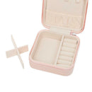 Portable Earrings Rings Storage Box PU Leather Jewelry Display Case (Pink) A