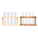 2x Crystal Glass 8 Test Tube Vase in Wooden Stand Flower Pots for Water Plant