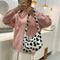 Casual Cow Printed Handbag Women Shoulder Crossbody Bag Plush Dumpling Tote