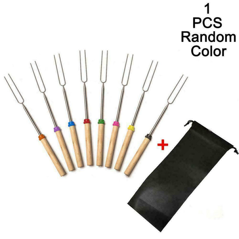 1* BBQ Barbecue Forks Marshmallow Roasting Sticks Telescoping With Bags W0N1