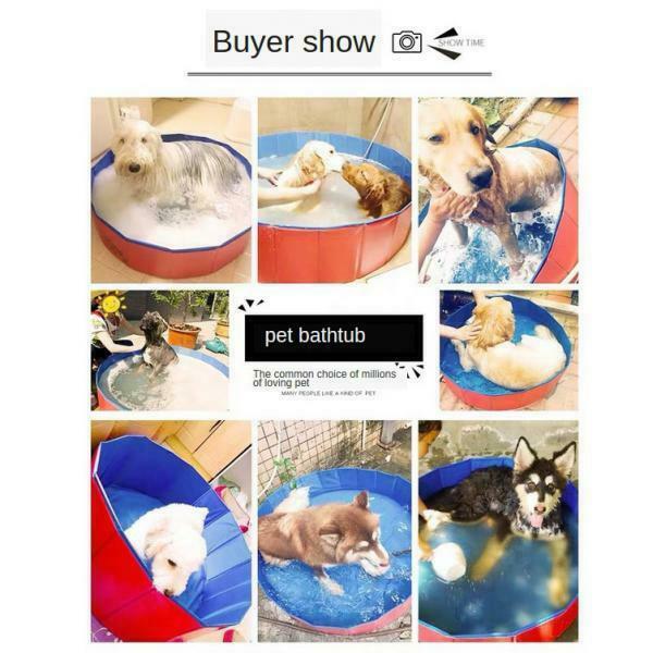 1pc Pet Swimming Pool Foldable Portable Pet Pool Non-slip Bottom for Dogs Blue