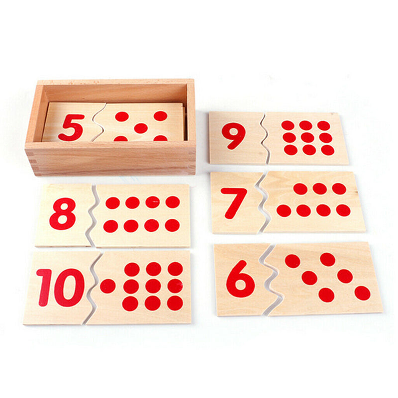 Wood Montessori Math Matching Puzzles Games 1-10 Numbers, Kids Early Learning