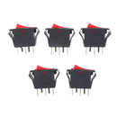 5PCS Red AC15A/250V 20A/125V ON-OFF 2 Position SPST Boat Rocker Switch 3 pins JR