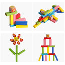 Colored Wooden Tower Stacking Game, Fine Motor Skill Building Blocks with Dice