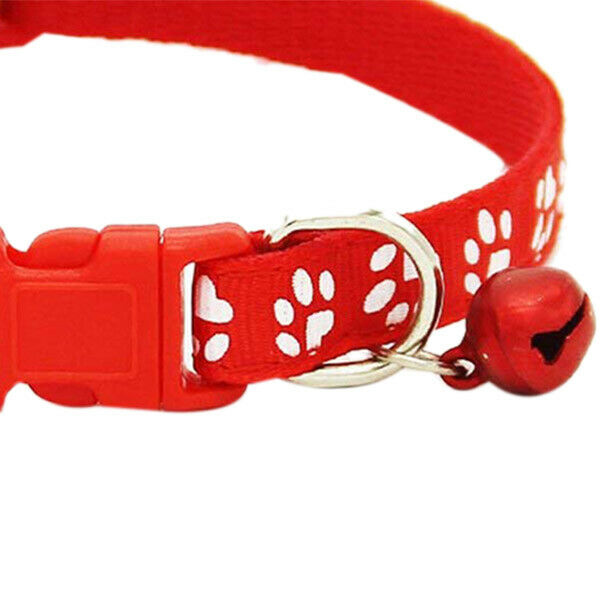 2 Pack Adjustable Cat Collar with Bell, Fashion Paw Print Design Pet Collar