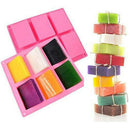 6 Cavity Square Rectangle Soap Mold Silicone Craft DIY Handmade Candy C Hn