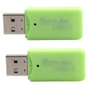 High  USB 2.0 Memory Card Reader Adapter Green for Micro SD/SDHC