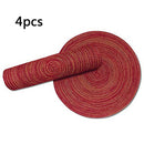 4pcs Round Cotton Weave Placemat Dining Table Mat Disc Pads Insulation Bowl Pad