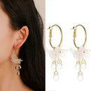 Korean Style Hoop Earrings Crystal Tassel Dangle Acrylic Flower Jewelry L7X7