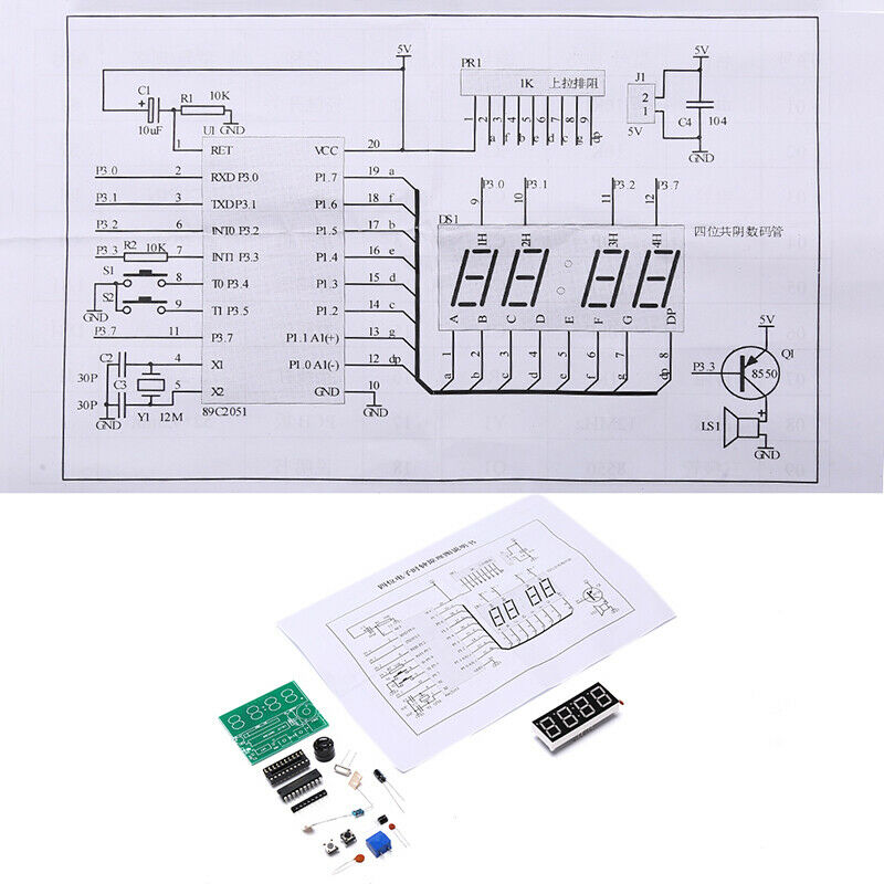 4 Bits Electronic Clock Electronic Production Suite DIY Kits Electronic CloS Hn