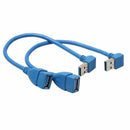 Male to Female USB 3.0 Extension Cable, Up &Down Angle - Blue (Pack of 2),
