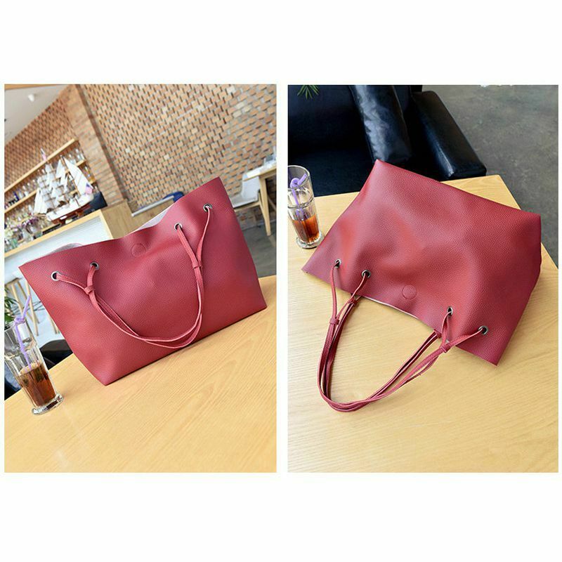 4Pcs Women Handbags Purse Shoulder Bags Casual Tassel Tote Bags(Red) K3K4