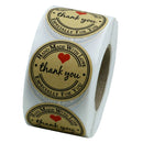 1 Roll Of 500pcs Round Kraft Thank You Stickers Self Adhesive Labels Brown