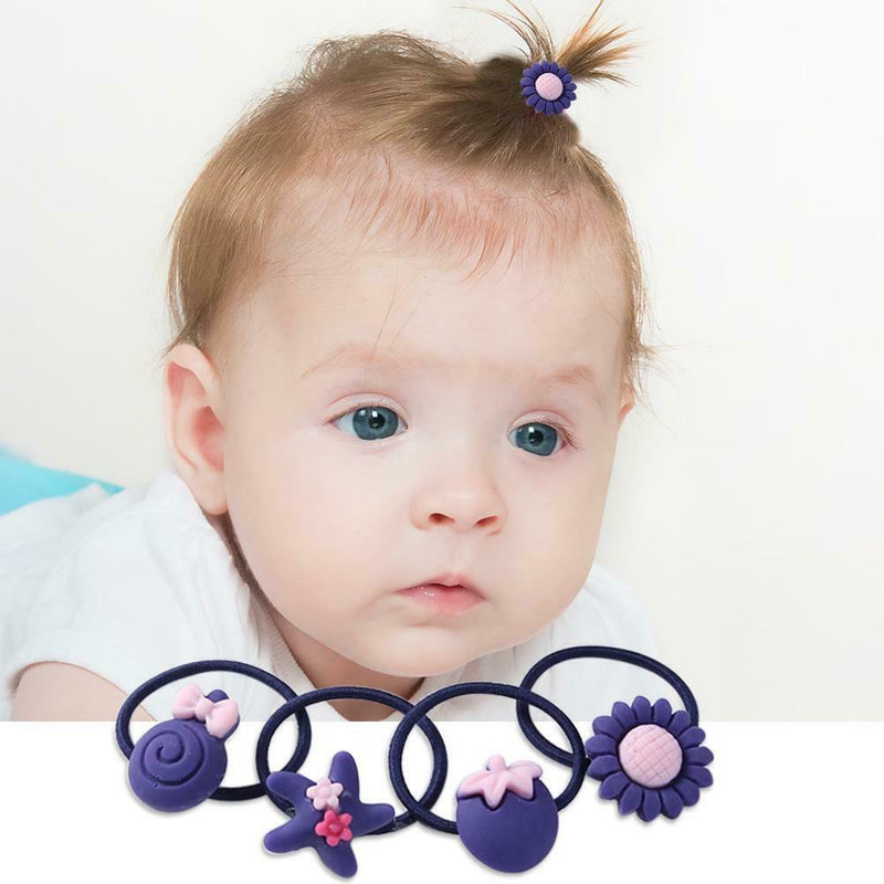 20pcs Cartoon Cute Elastic Hair Bands Kids Girls Rubber Bands (Navy Blue) A