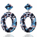 Acrylic Oval Dangle Earrings For Women Geometry Big Circle Earrings Blue G1I8