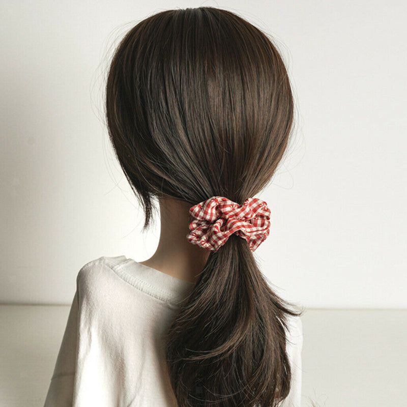 6Pc Daisy Hair Band Scrunchies Art Plaid Elastic Bobble For Ponytail Girls Women