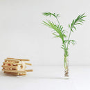 1 Set Glass Vase Tube Shape Clear Flower Bottle With Wooden Shelf Wood Stan X3X9