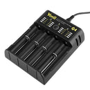 18650 Charger 4 Slot Usb 21700 Aa Aaa 26650 Smart Lithium Battery Nimh Batt