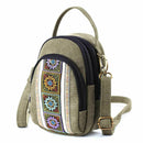 Embroidery Canvas Crossbody Bag Cell phone Pouch Coin Purse for Women Girls J5S1