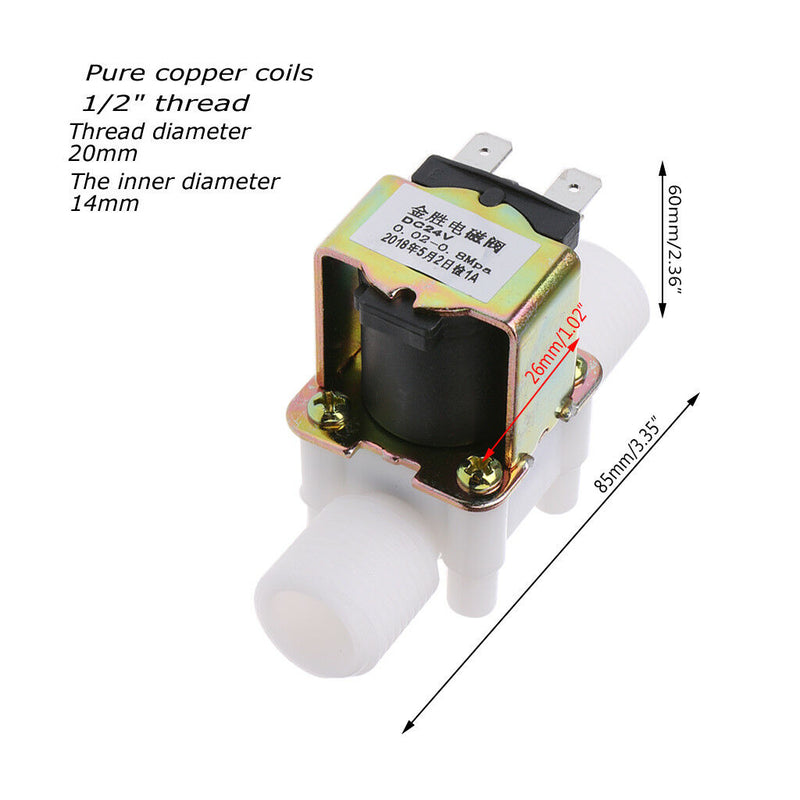 1/2" DC 24V Electric Solenoid Valve Magnetic Water Air Inlet Flow Switch N/C