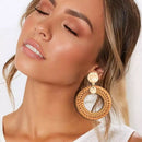 Rattan Earrings Hoop Woven Handmade Straw Wicker Braid Drop Dangle Earrings