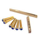 Brass Saddle Nut + Blue Opal Bridge Pins Set for Acoustic Folk Guitar Parts